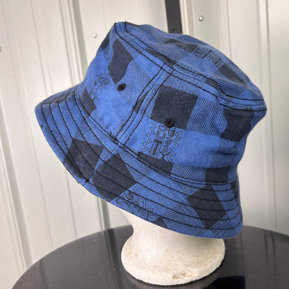 Stussy Headgear Bucket Hat Blue Plaid Authentic Wool Blend S/M