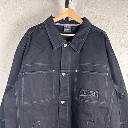 Southpole CRAZY Y2K NWT XL Embroidered Black Denim Jacket