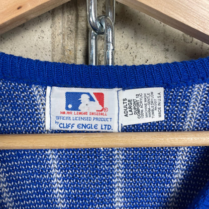Vintage Chicago Cubs Pinstripe Cliff Engle Made In USA Large 80s Knit Sweater