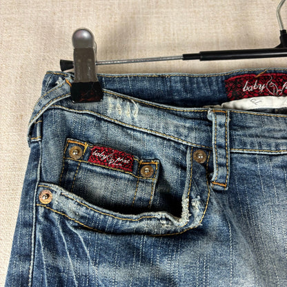 Y2K Baby Phat Flare Floral Butterfly Embroidered Sz 9 Jeans
