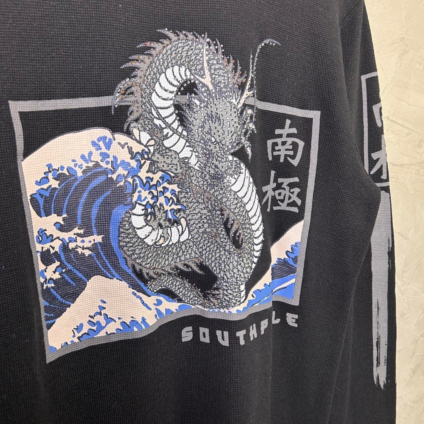 CRAZY South Pole Rhinestone Dragon M Y2K Thermal Longsleeve