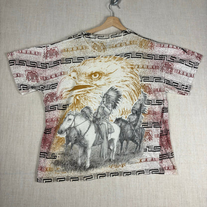 Vintage Native American Western Eagle AOP XL Nature Tee