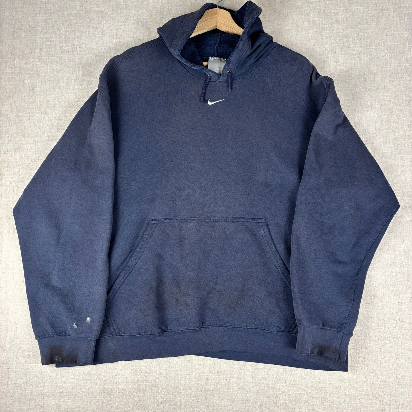 Nike Center Swoosh Y2K Silver Tag Navy Hoodie Large