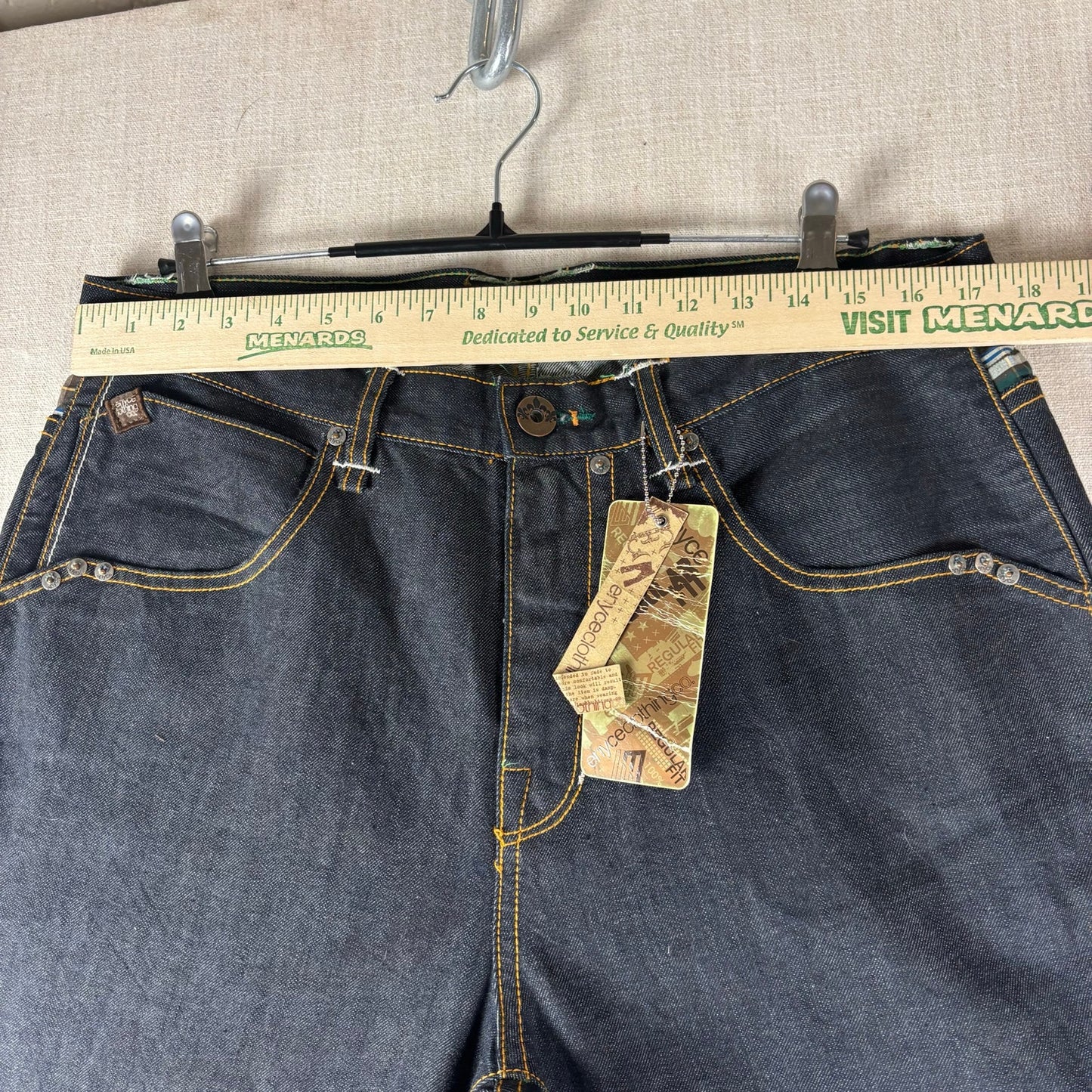 ENYCE Y2K Flannel Plaid Jeans NWT Dark Wash Sz 34 Skater Denim