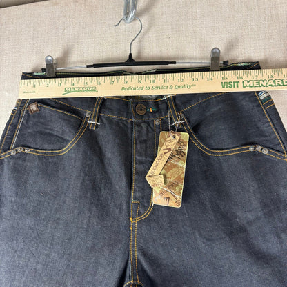 ENYCE Y2K Flannel Plaid Jeans NWT Dark Wash Sz 34 Skater Denim