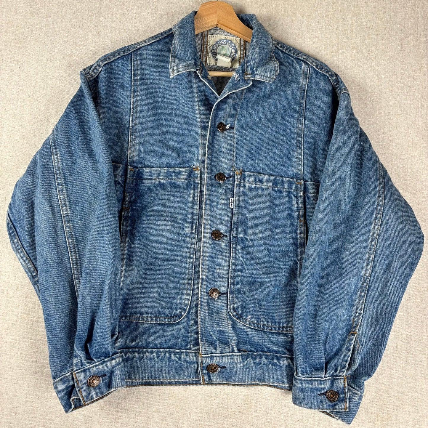 Vintage Levis White Tab Denim Trucker Jacket 90s XS