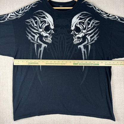 Tribal Y2K Screaming Skulls Cyber Emo XXL Baggy Shirt