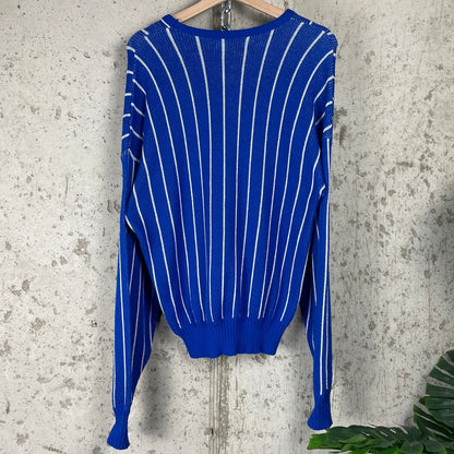 Vintage Chicago Cubs Pinstripe Cliff Engle Made In USA Large 80s Knit Sweater