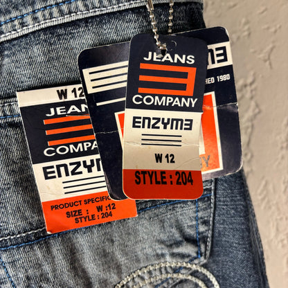 NWT Enzyme Jeans Co Y2K Sz 12 Embroidered Wide Leg Skater Jeans