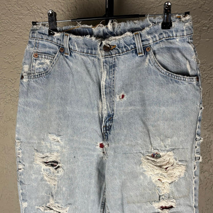 Vintage Levis Orange Tab 15921 Sz 14 Short Custom Distressed Jeans