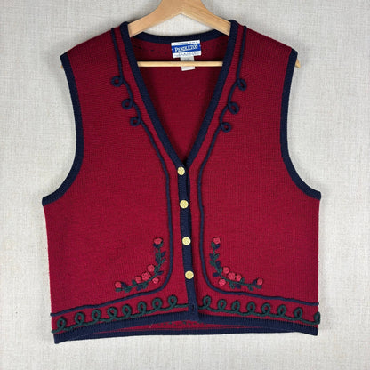 Vintage Pendleton Classic Floral Embroidered Large Wool Vest
