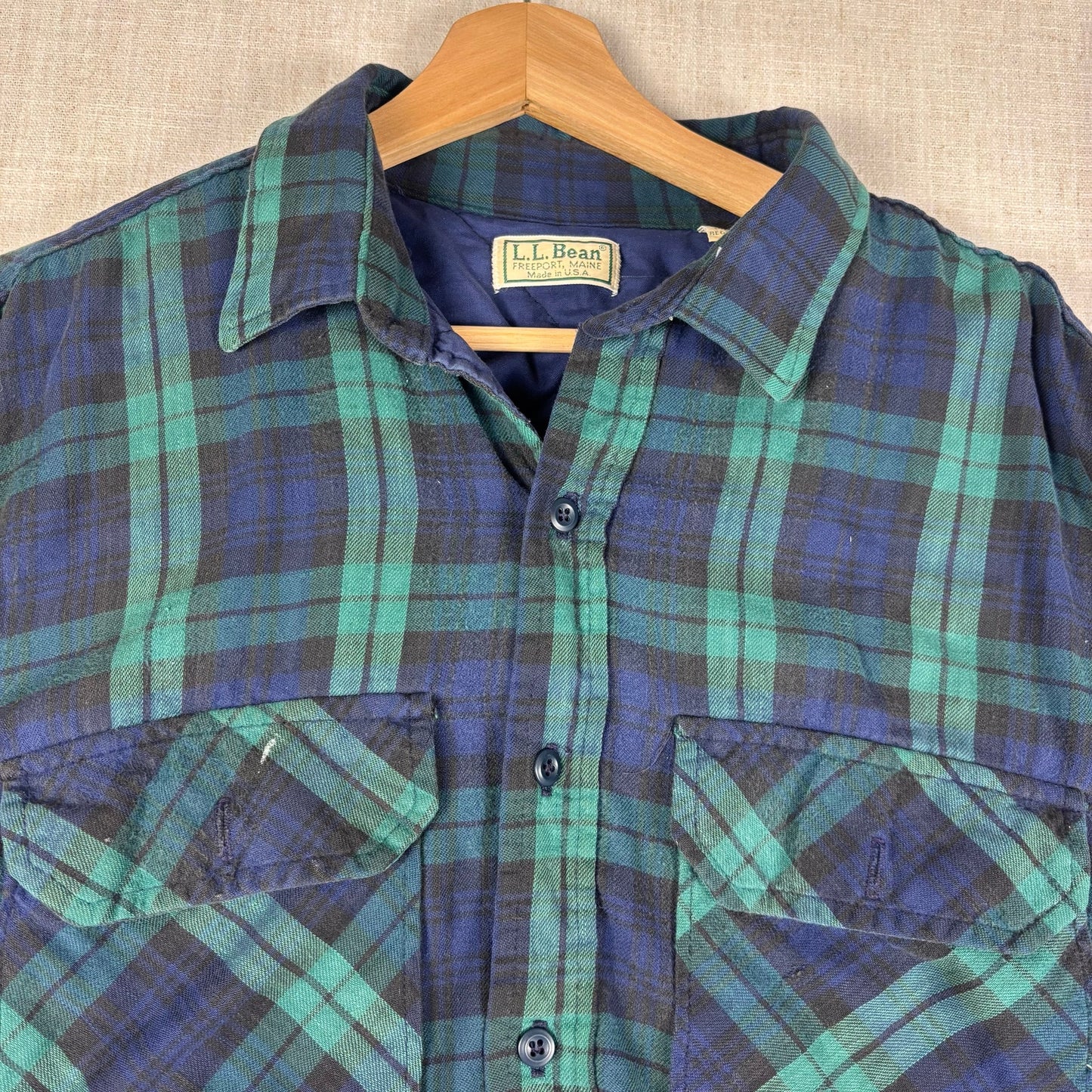 Vintage LL Bean Green Plaid Thinsulate Quilted Distressed Flannel XXL Jacket