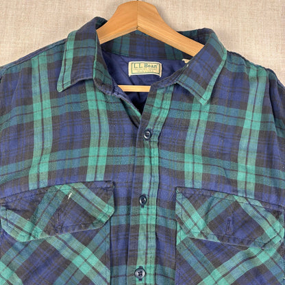 Vintage LL Bean Green Plaid Thinsulate Quilted Distressed Flannel XXL Jacket