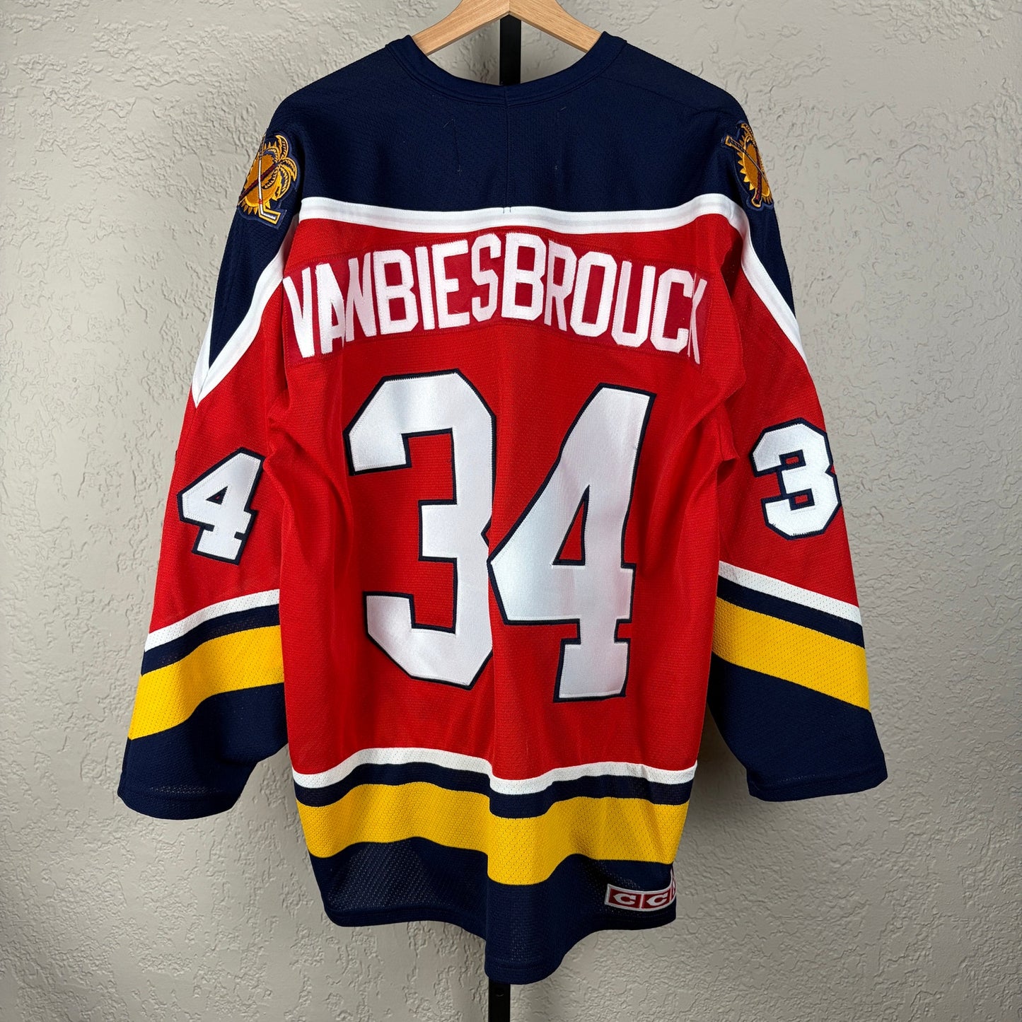 John Vanbiesbrouck Vintage Sewn CCM Hockey Jersey Florida Panthers XL