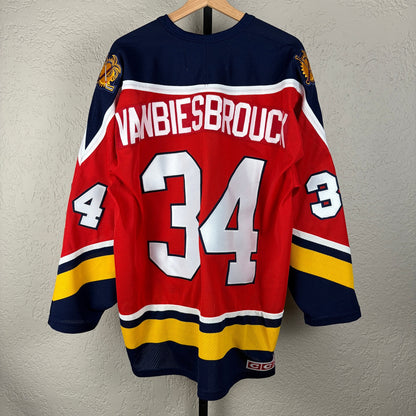 John Vanbiesbrouck Vintage Sewn CCM Hockey Jersey Florida Panthers XL