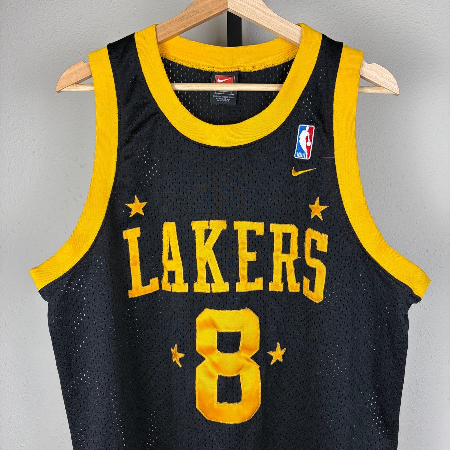 Vintage Nike Kobe Bryant Lakers #8 NBA Jersey Large Length +2 Swingman BLK/GLD