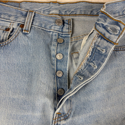 Vintage Levis Button Fly 501 Jeans 90s Light Wash 33x32 Slim Fit Jeans