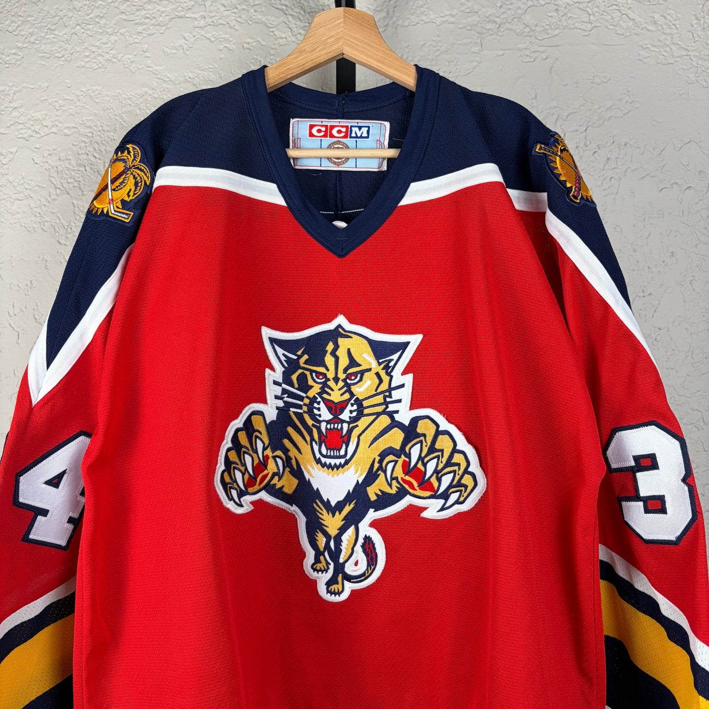 John Vanbiesbrouck Vintage Sewn CCM Hockey Jersey Florida Panthers XL