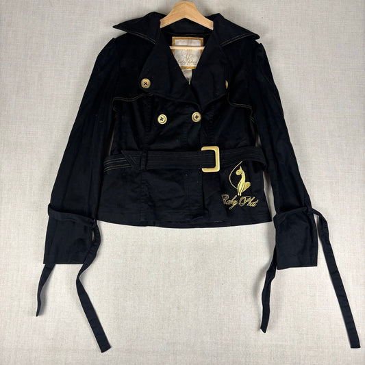 Y2K Baby Phat Office Siren Belted Blazer Large Big Cat Logo