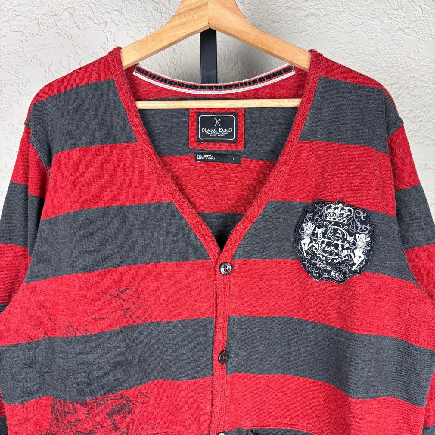 Marc Ecko Cut And Sew Gothic Emo Freddy Kruger Large Cardigan
