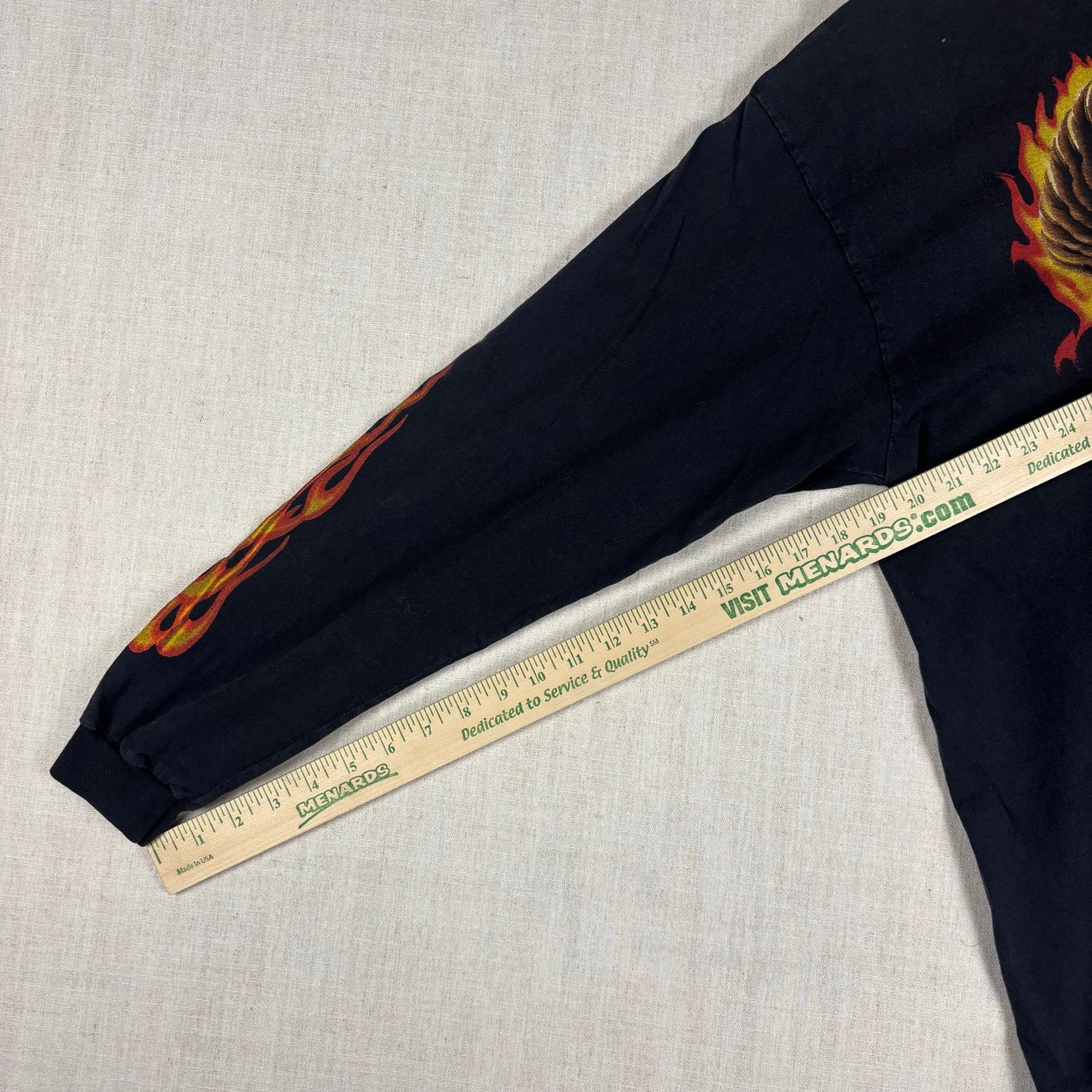 Y2K Flaming Eagle Harley Davidson Style Flame Sleeve Large Biker Tee