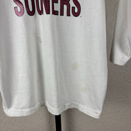 Oklahoma Sooners Vintage 80s Russell Athletic Large Football Raglan Jersey
