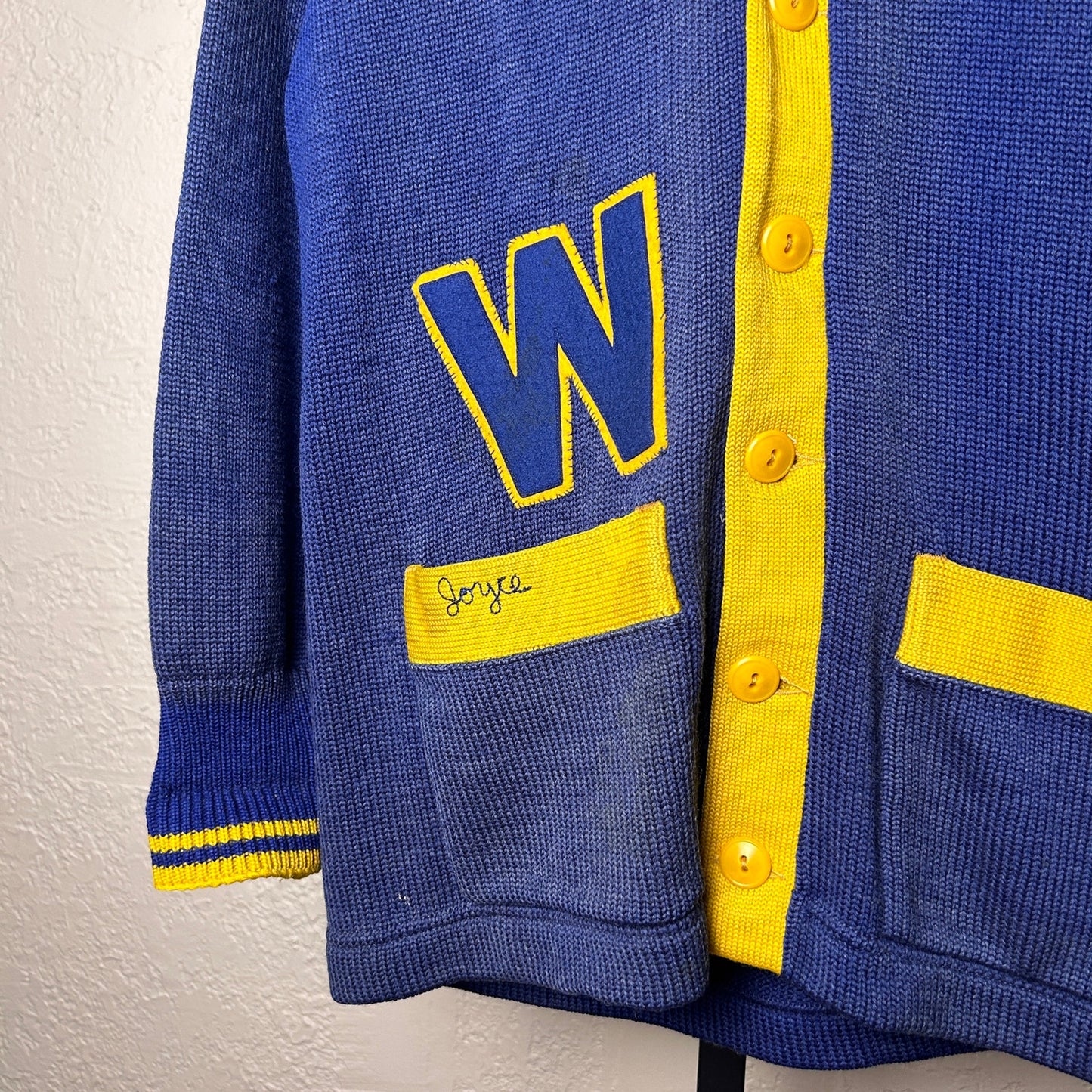 Robert A. Waller High School 1940s Chicago Small Varsity Letterman Wool Cardigan