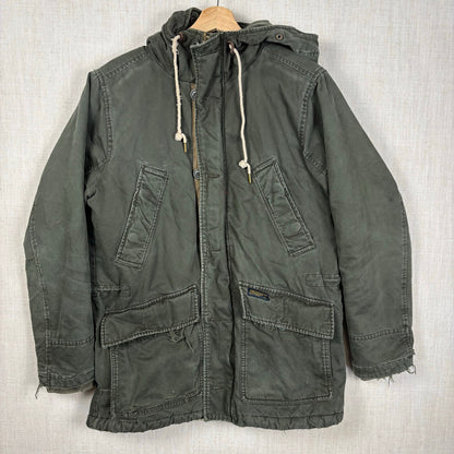 Abercrombie and Fitch Distressed Sherpa Lined Army Parka Small Hooded Jacket