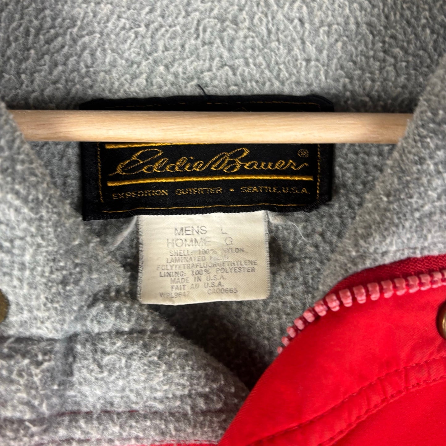 Vintage Eddie Bauer Fleece Lined Large Nylon Bomber Jacket