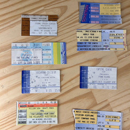 Concert Stubs LOT of 13 1980s 90s Rock Band Used, Pink Floyd
