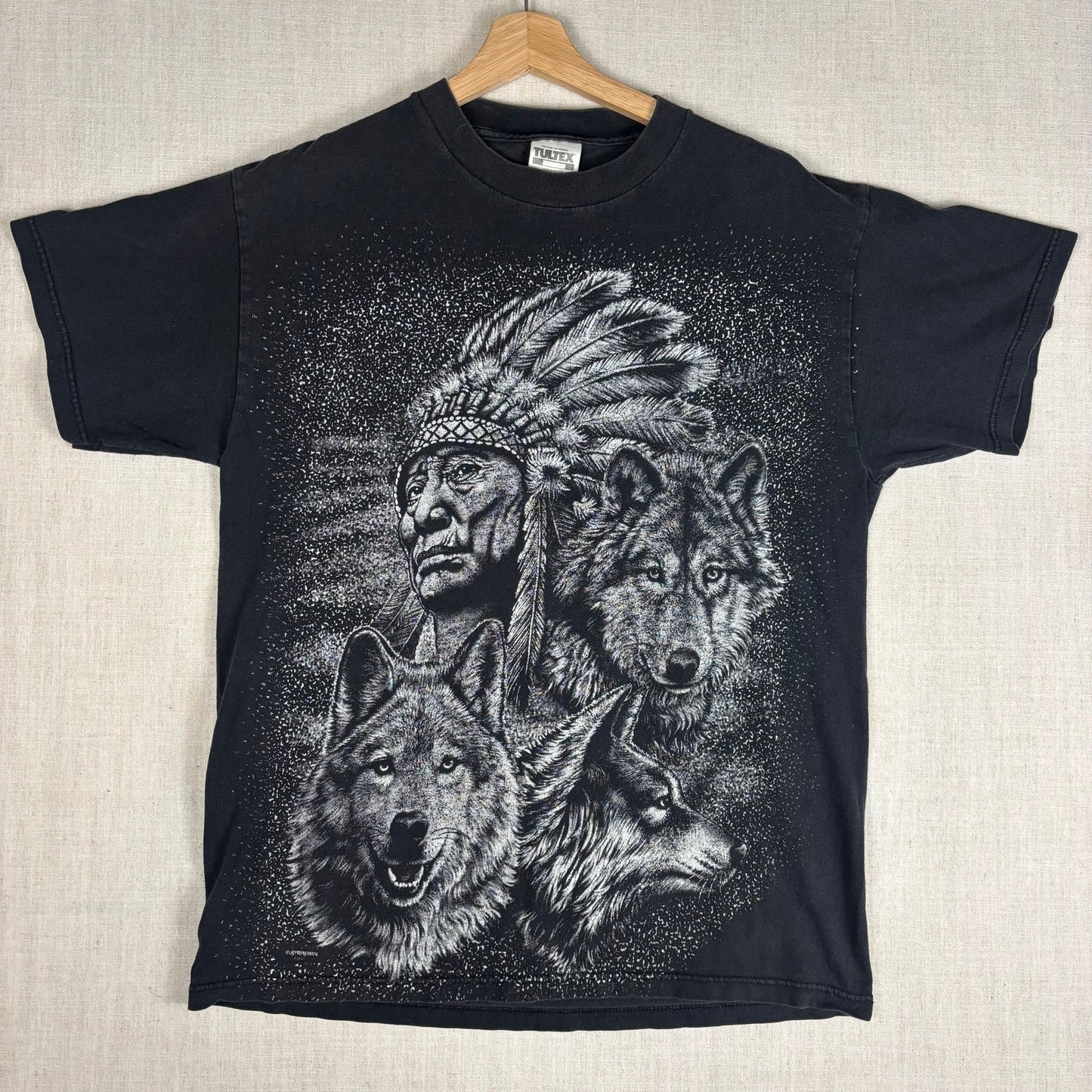 Vintage Native American AOP Wolf Pack Large Shirt
