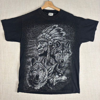 Vintage Native American AOP Wolf Pack Large Shirt