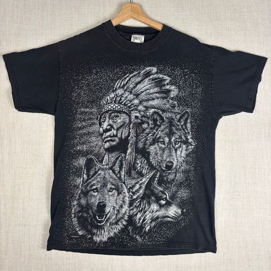 Vintage Native American AOP Wolf Pack Large Shirt