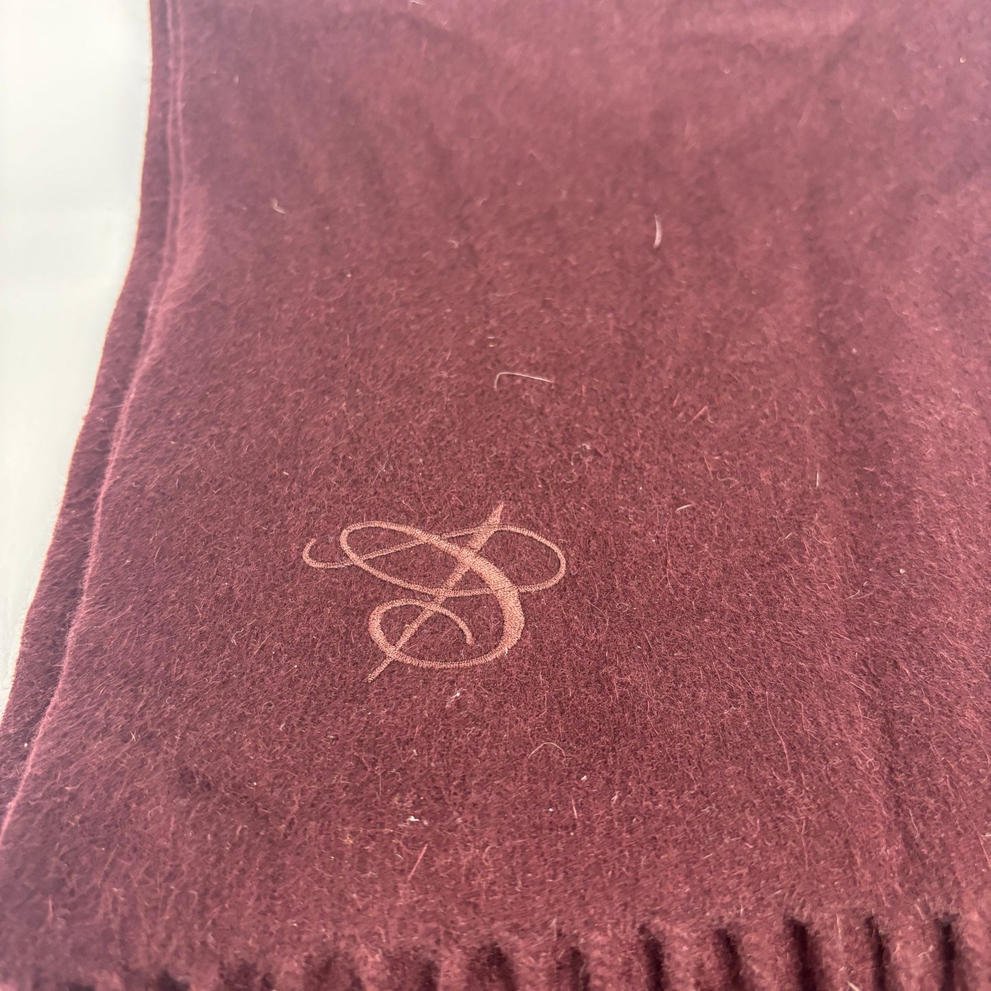 Canali Scarf Made in Italy Burgundy Wool Angora 68" x 11"