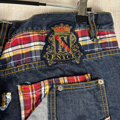 ENYCE Y2K Flannel Plaid Jeans NWT Dark Wash Sz 36 Skater Denim