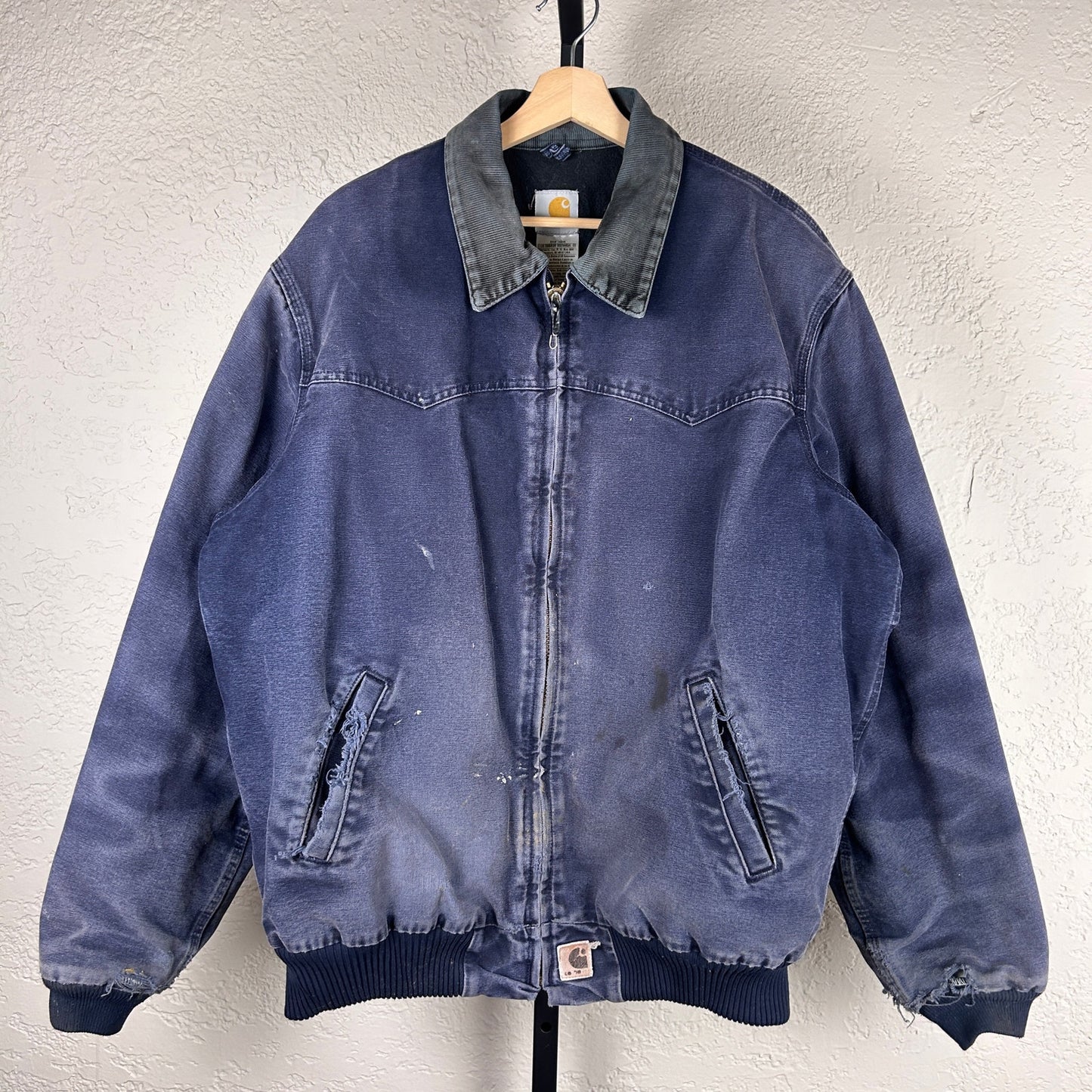 Carhartt Santa Fe Midnight Blue Distressed Honeycomb Faded J14 MDT 90s XL Jacket