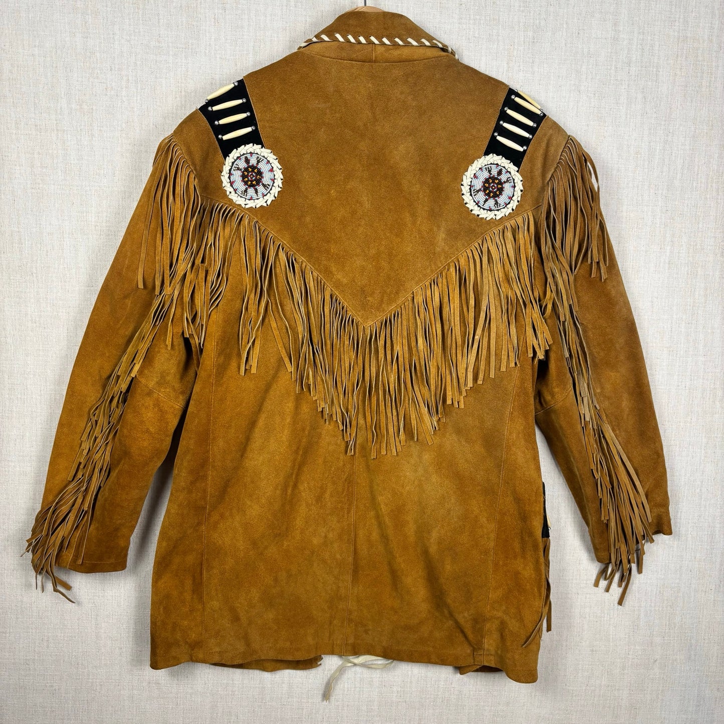 Tansmith 3B West Suede Leather Fringe Native American Style Beaded Small Jacket