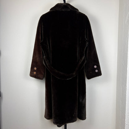 Vintage Borgana Faux Fur Double Breasted Dark Brown Coat