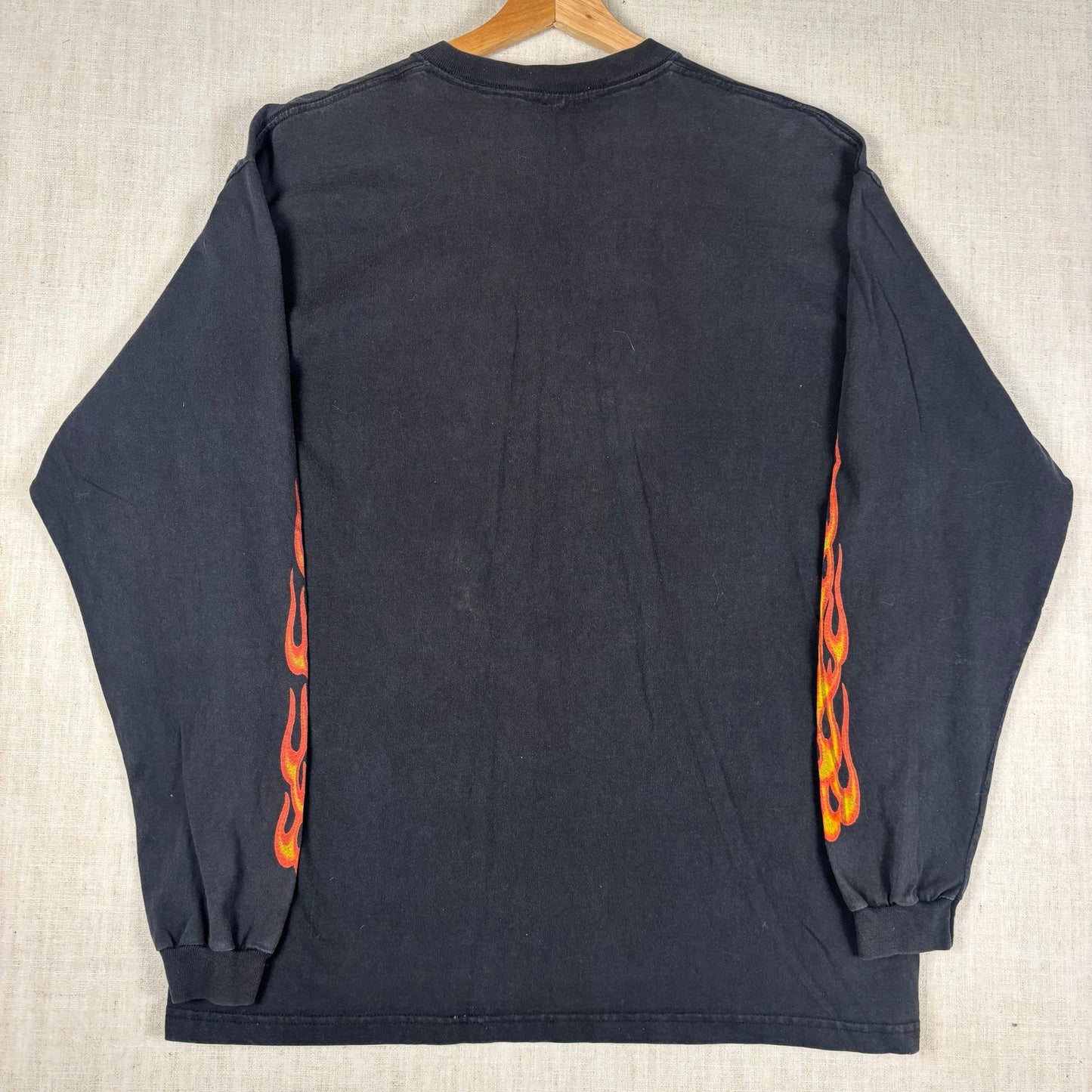 Y2K Flaming Eagle Harley Davidson Style Flame Sleeve Large Biker Tee