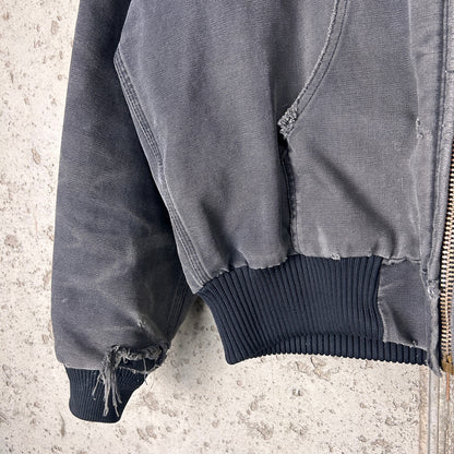 L 00s Carhartt Perfectly Faded Charcoal Hooded Jacket