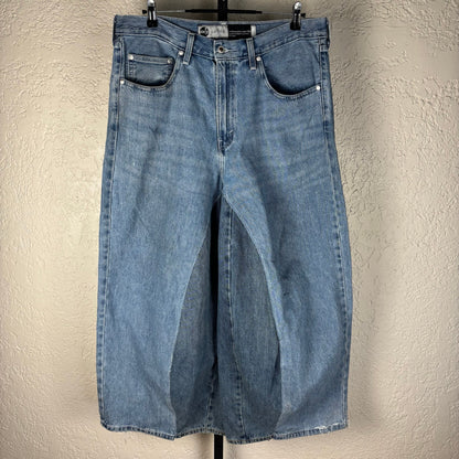 Vintage Levis Silvertab Loose Custom Wide Leg Baggy Two Tone Sz 35 Denim Jeans