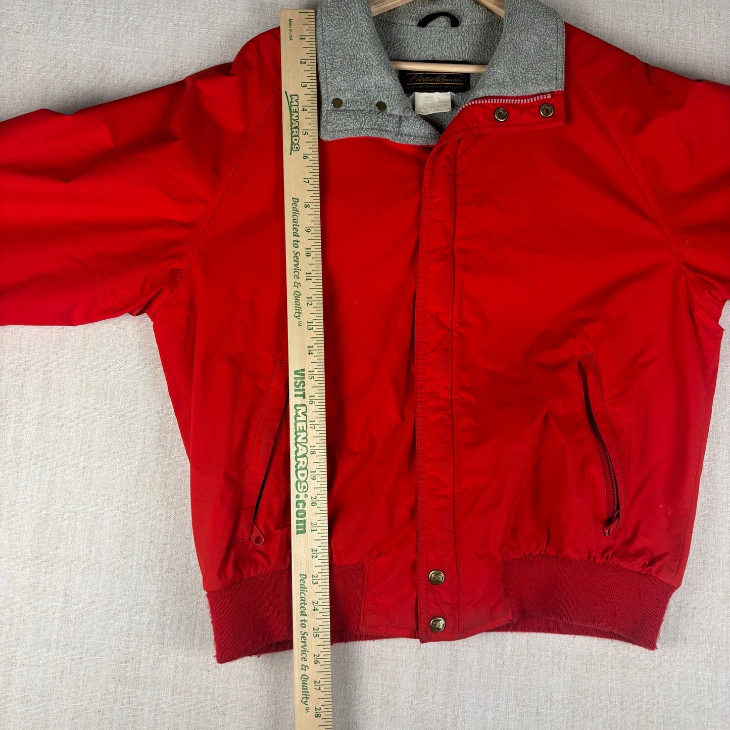 Vintage Eddie Bauer Fleece Lined Large Nylon Bomber Jacket