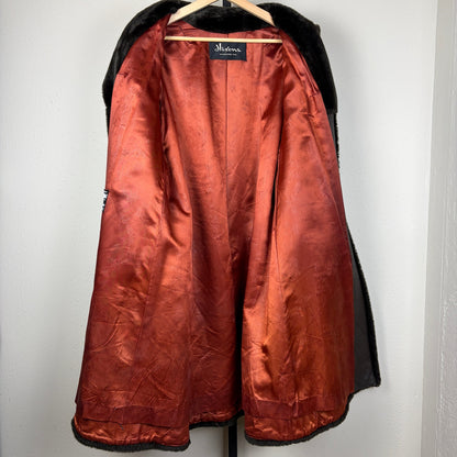 Vintage Borgana Faux Fur Double Breasted Dark Brown Coat
