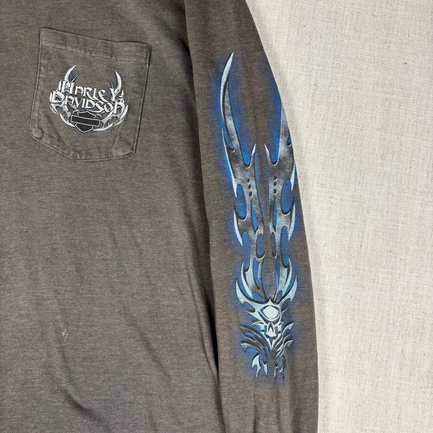 Vintage Harley Davidson Tribal Flame Longsleeve Medium Biker Shirt