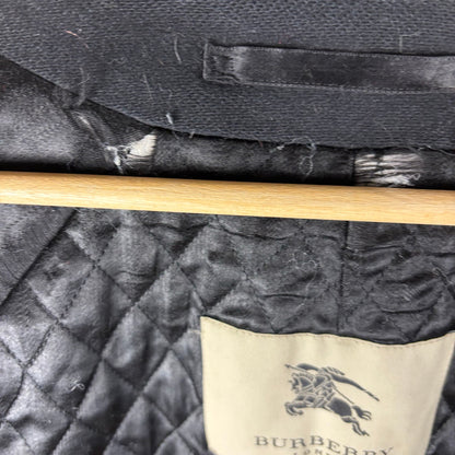 Burberry London Black Cashmere Nova Check Wool Quilted Coat XL