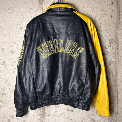 Pittsburgh Steelers RARE Sharktooth Logo Athletic Large Leather Jacket