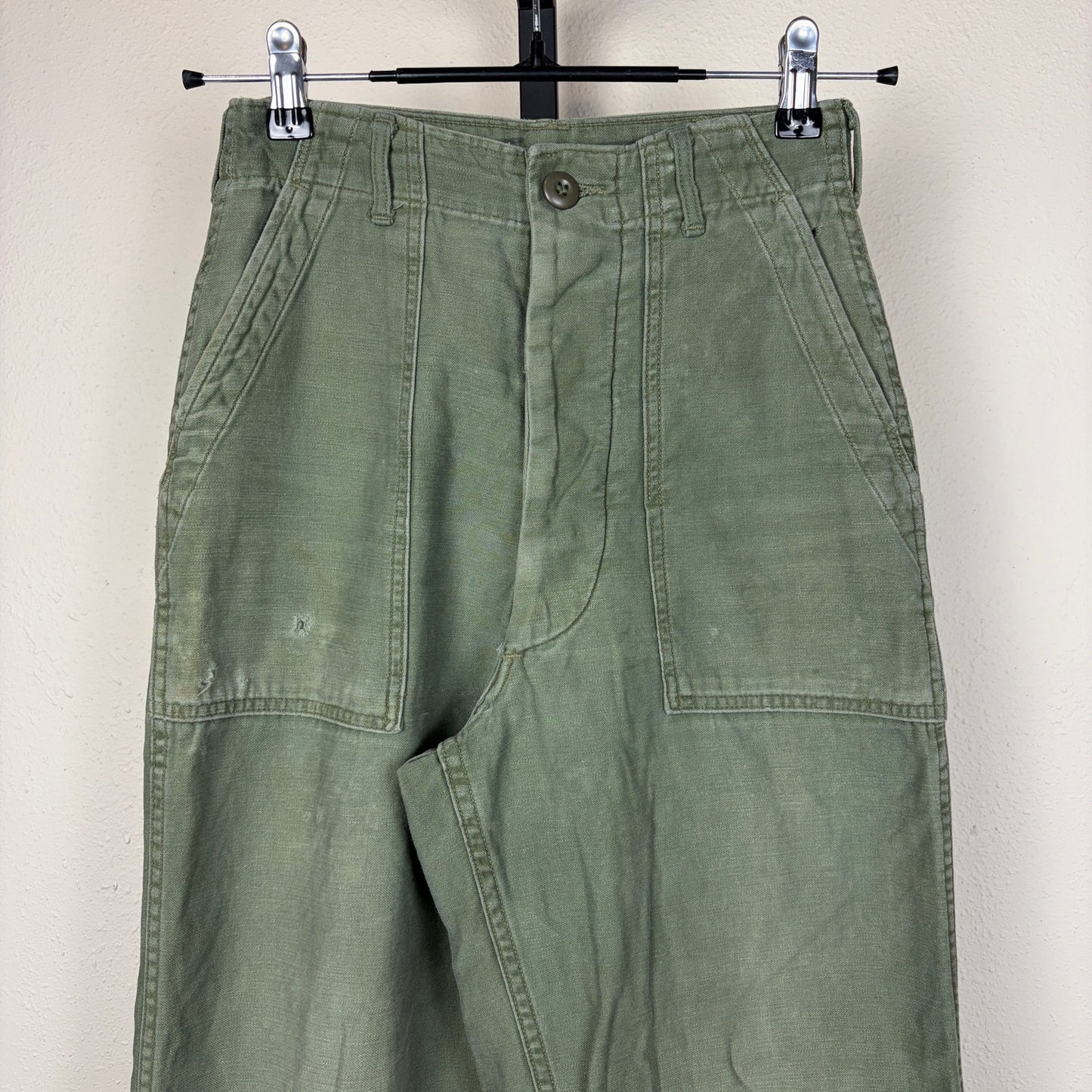 Vintage Military Fatigues OG 107 Button Fly Army Sateen Sz 24 Trousers