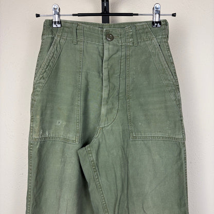 Vintage Military Fatigues OG 107 Button Fly Army Sateen Sz 24 Trousers