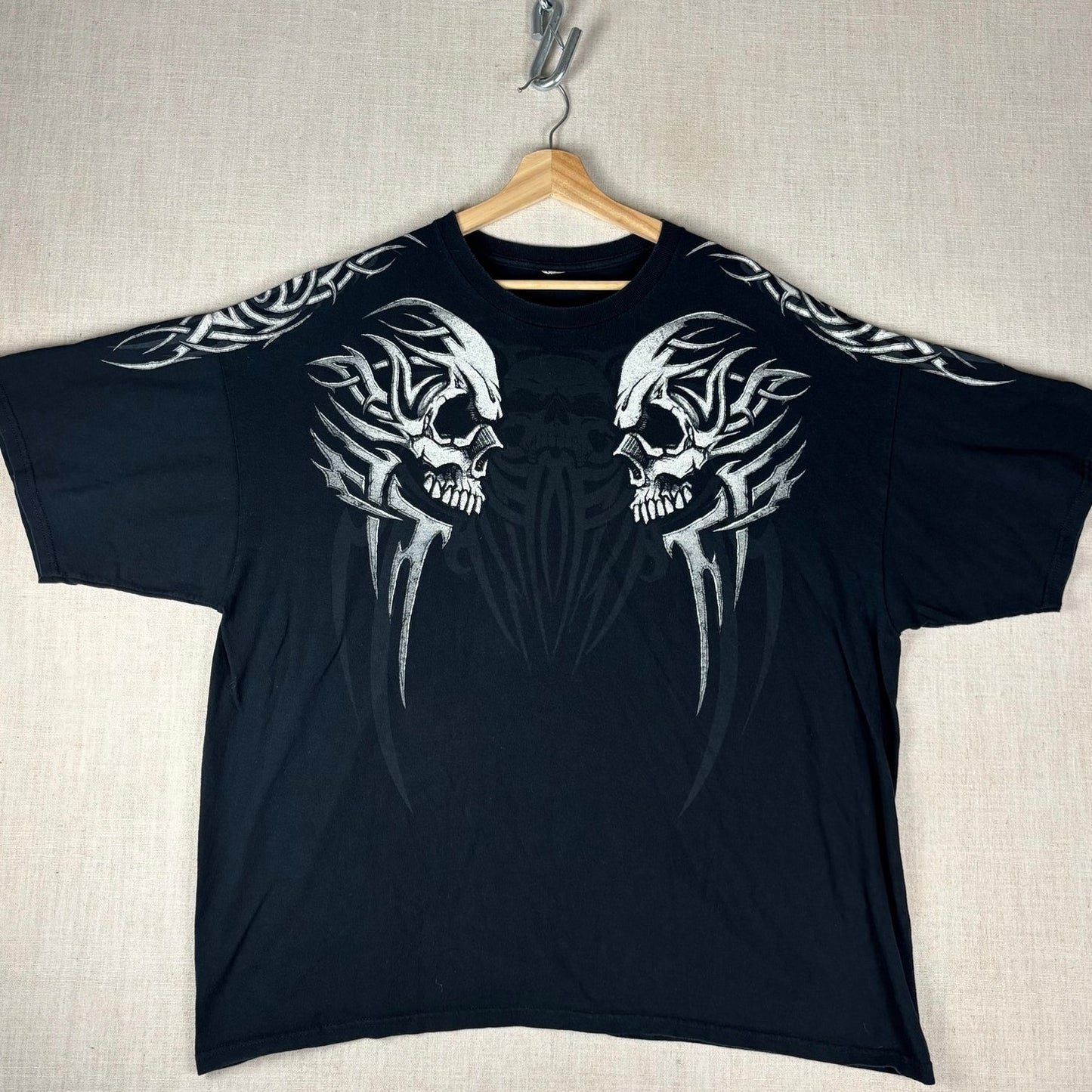 Tribal Y2K Screaming Skulls Cyber Emo XXL Baggy Shirt