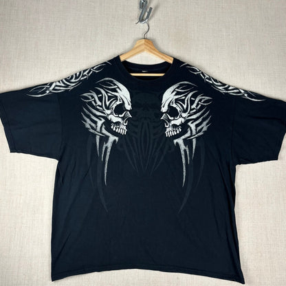 Tribal Y2K Screaming Skulls Cyber Emo XXL Baggy Shirt
